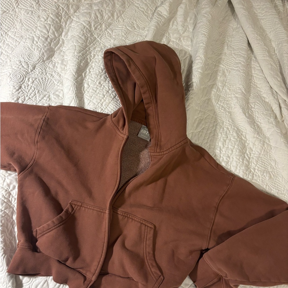 TNA Cozy Fleece boyfriend zip-up Hoodie